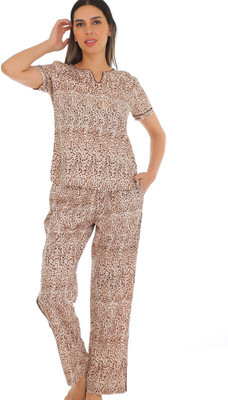 Gudnini Women Printed Multicolor Shirt & Pyjama set