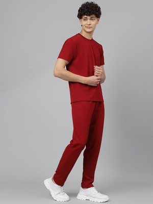 ANIRAV Men Solid Maroon Top & Pyjama Set