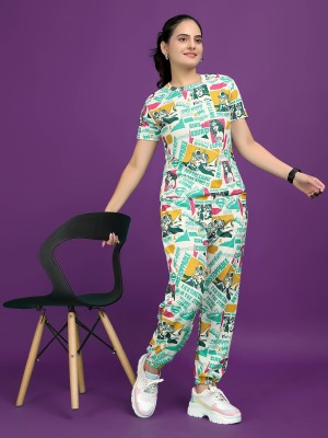 JK Creation Women Printed Multicolor Top & Pyjama Set