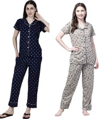 Shama Fashion Women Printed Multicolor Night Suit Set