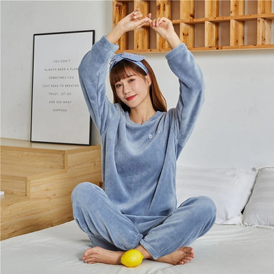 Lugo Women Solid Blue Night Suit Set