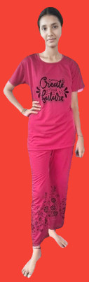 SP FASHION Women Printed Red Top & Pyjama Set