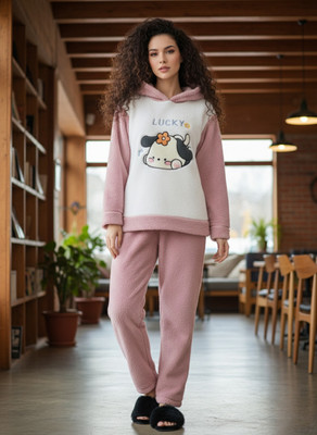 SKG Women Self Design Pink Night Suit Set