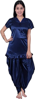 DIVYASTRI FASHION Women Solid Dark Blue Night Suit Set