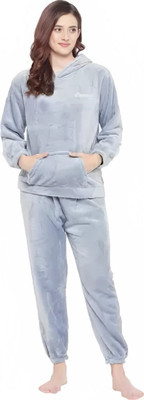Pollo Loco Women Solid Blue Night Suit Set