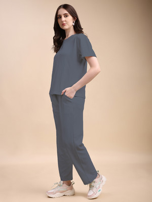 Kashikey creation Women Solid Grey Top & Pyjama Set
