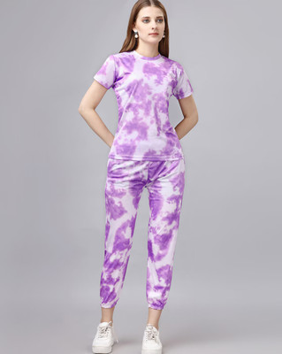 LAVENIR Women Ombre/Dyed Purple Night Suit Set