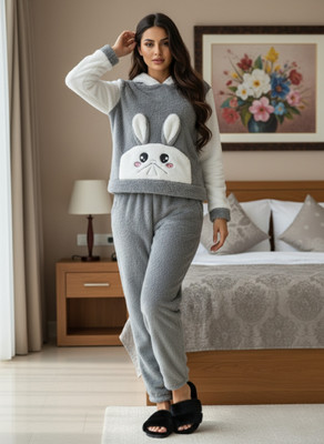 SKG Women Printed Grey Night Suit Set