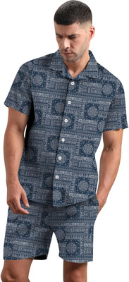 DORAEMON FASHION Men Printed Blue Night Suit Set