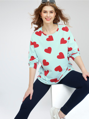 ZEYO Women Printed Grey Top & Pyjama Set