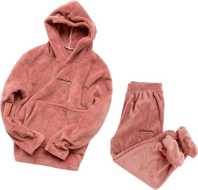 Pollo Loco Women Solid Red Night Suit Set