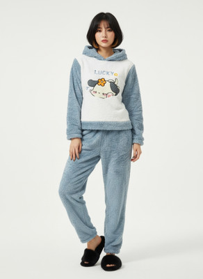 SKG Women Self Design, Printed Blue Night Suit Set