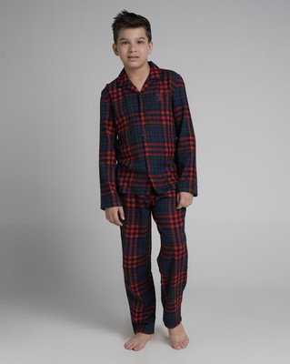 Under Fourteen Only Boys & Girls Checkered Blue Night Suit Set