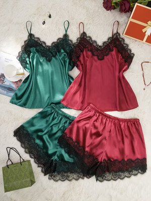 NIGHTGIRL Women Solid Green Top & Shorts Set
