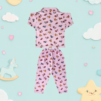 Lala Maneet Baby Boys & Baby Girls Printed Multicolor Night Suit Set