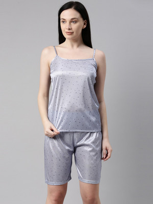 BAILEY SELLS Women Printed Light Blue Top & Shorts Set