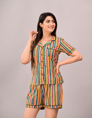 SaziyaFashion Women Printed Multicolor Night Suit Set