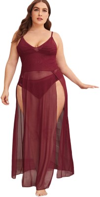 DreamBe Women Solid Maroon Night Suit Set