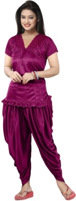 Divine Paridhaan Women Solid Purple Night Suit Set