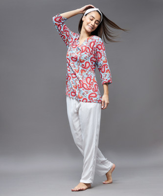 Miss Chase Women Printed Multicolor Top & Pyjama Set