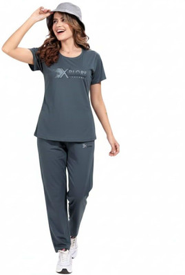 Anmol Women Printed Grey Top & Pyjama Set