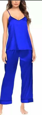 Divine Paridhaan Women Solid Blue Top & Pyjama Set