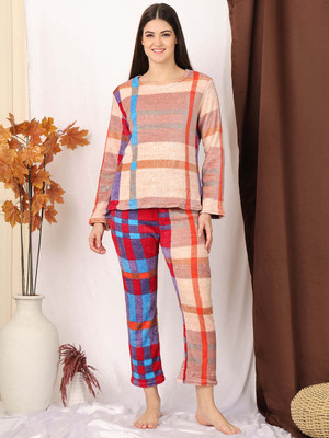 ETC Women Checkered Multicolor Night Suit Set