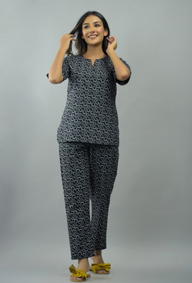 DreamBe Women Printed Grey Top & Pyjama Set