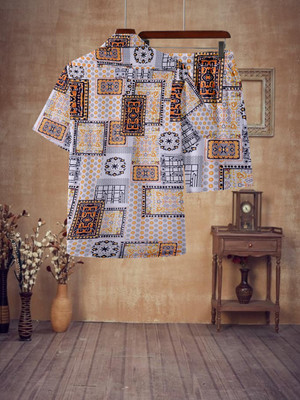GLORI STAR Men Printed Multicolor Night Suit Set