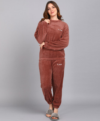 TrendVerse Women Solid Brown Night Suit Set