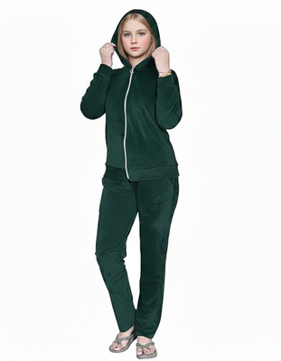 GC GIRLS CRUSH Girls Solid Green Top & Pyjama Set