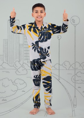 3BROS Boys & Girls Printed Multicolor Night Suit Set