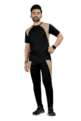 BALUDAENTEPRISE Men Self Design Black Top & Pyjama Set