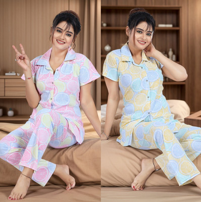 SIDWA Women Printed, Animal Print Multicolor Night Suit Set