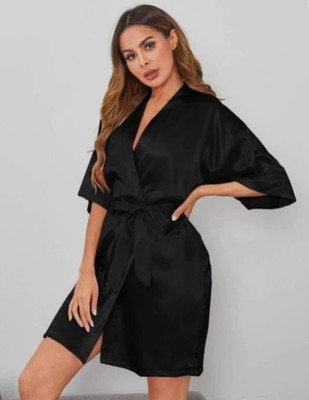 MARDIA Women Solid Black Night Suit Set