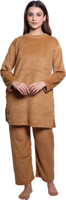 hrd7 Women Self Design Yellow Night Suit Set