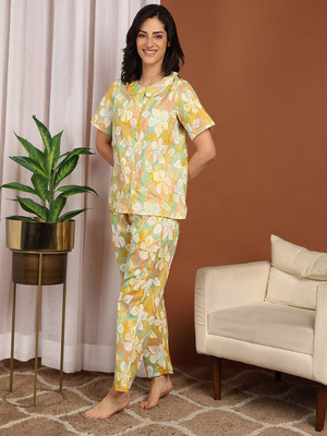 FUBAR Women Printed Gold Night Suit Set