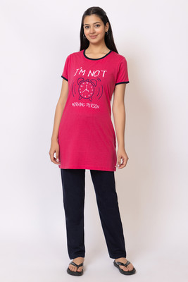 Looper Men Printed Pink Top & Pyjama Set
