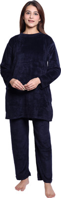 hrd7 Women Self Design Blue Night Suit Set