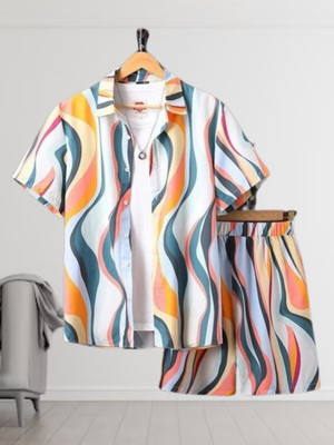 Varni Creation Men Printed Multicolor Night Suit Set