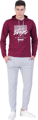 GOKUL FASHION Men Self Design Maroon Top & Pyjama Set