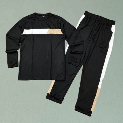 BajrangFashion Men Colorblock Black Night Suit Set