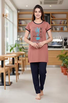 Nxtwin Women Printed Multicolor Night Suit Set