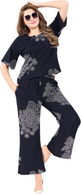 Shree Swami Samarth collection Women Printed Beige Night Suit Set