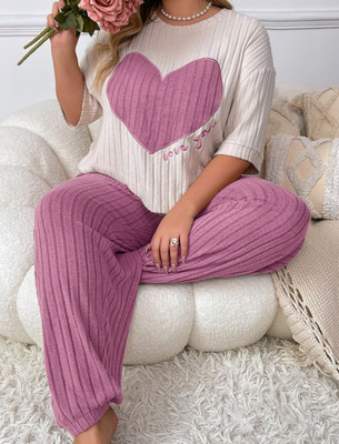 Dressberry Women Printed Purple Night Suit Set
