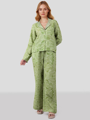 Mast & Harbour Women Printed Green Night Suit Set