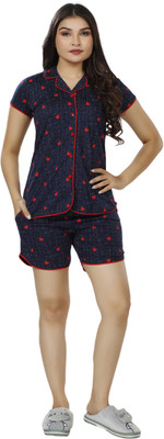 Foxy Women Printed Blue Top & Shorts Set