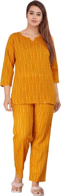 AYUSH TEXTILES Women Printed Yellow Top & Pyjama Set