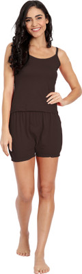 Blazon Women Solid Brown Top & Shorts Set