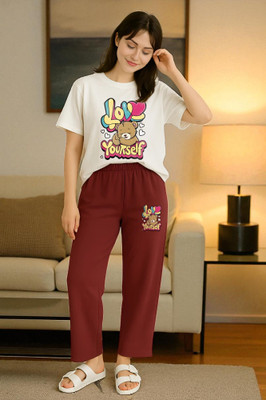 Elvia Women Printed Multicolor Top & Pyjama Set